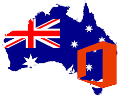 Map of Australia with Office 365 icons